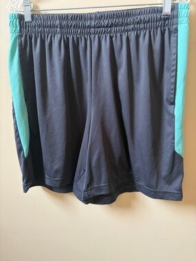 tek gear Gray Athletic Shorts with Teal Side Panels